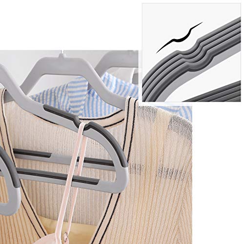 20 Pack Suit Hangers, Flat-Head Design with 360° Swivel Hook, Double Non-Slip Protection, Heavy Duty, for Garments Clothes Shirts Coats Suits, Grey