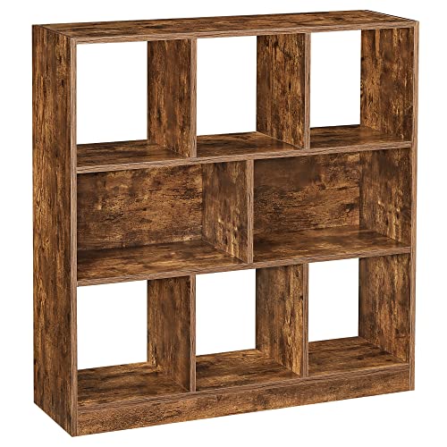 Bookshelf, Wooden Bookcase with Open Cubbies, Free Standing Storage Unit for Living Room, Bedroom, Children’s Room, 97.5 x 30 x 100 cm, Rustic Brown