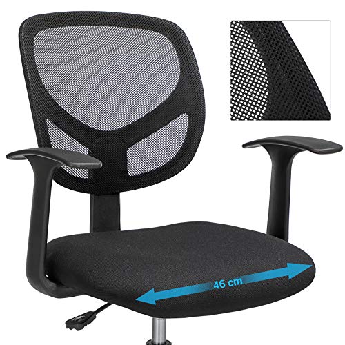 Office Chair Ergonomic Work Stool with Armrests Seat Height 55-75 cm High Work Chair with Adjustable Foot Ring Load Capacity 120 kg Black