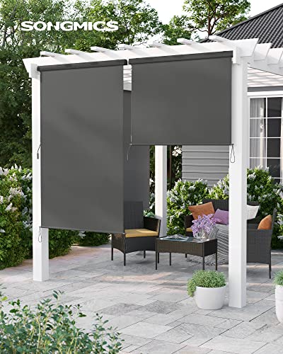 2.5 X 1.4 m (L x W) Vertical Awning for Patio and Balcony with Housing, Outdoor Protection from Sun and Wind, Privacy Screen, Grey