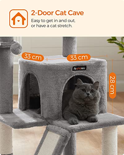 Cat Tree, Cat Tower, Widened Perch for Large Cats, Light Grey