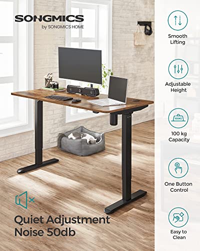 Electric Desk, Desk Stand, Table Frame with Motor, Continuous Height Adjustment, Length Adjustable, 140 x 70 x 73-114 cm, Steel, Vintage Brown/Black