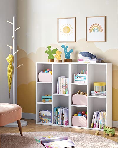 Bookcase, Wooden Kids Bookshelf with 5 Compartments, Floor Standing Storage Unit for Files, Decor, In Study Children’s Room, 50 x 24 x 80 cm, White