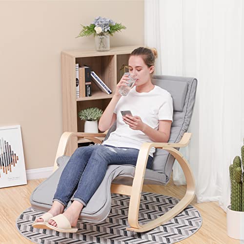 Songmics Rocking Chair - Living Room Chair., light grey, 65 x 125 x 90 cm