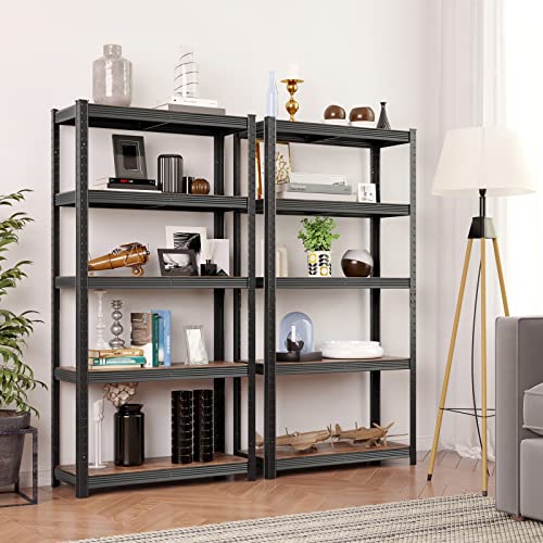 Shelving Unit, 30 x 75 x 150 cm, 650 kg Load Capacity (130 kg per Shelf), Industrial, Adjustable Storage Shelves, for Living Room, Kitchen, Garage, Rustic Brown and Black