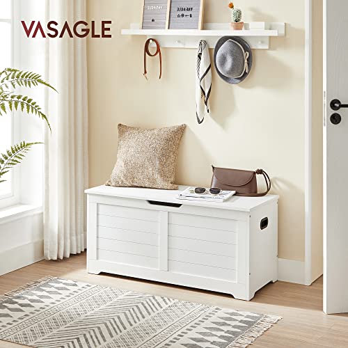 Storage Chest, Storage Bench, Blanket Box with 2 Safety Hinges, Shoe Storage Bench, Modern Style, 40 x 100 x 46 cm, for Hallway, Bedroom, Living Room, Matte White