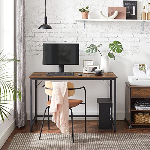 Writing Desk, Computer Desk, Small Office Table, 120 x 60 x 75 cm, Study, Home Office, Simple Assembly, Steel, Industrial Design, Rustic Brown and Black