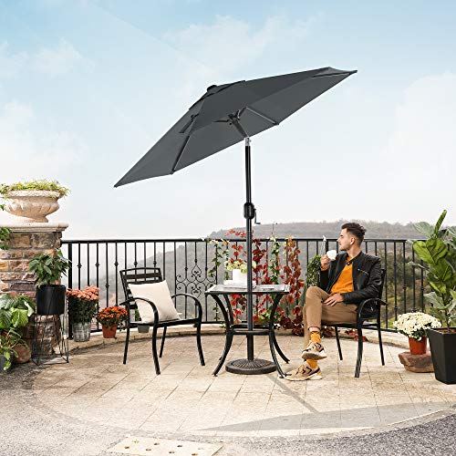 197 cm Garden Parasol Umbrella, UPF 50+, Sun Shade, 30° Tilt in 2 Directions, Crank Handle for Opening and Closing, for Outdoor Gardens Pool Balcony Patio, Base Not Included, Grey