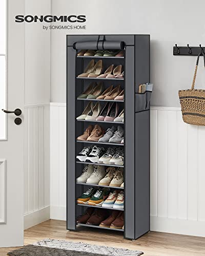 10 Tier Shoe Rack Cabinet for up to 27 Pairs of Shoes Free Standing Storage Organizer 58 x 28 x 160cm Grey