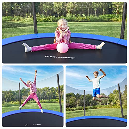 Trampoline 183 cm (6 ft), Outdoor Backyard Trampoline, TÜV Rheinland GS Certificate, with Enclosure Safety Net, Spring Cover Pad, Holds 100 kg, Black and Blue