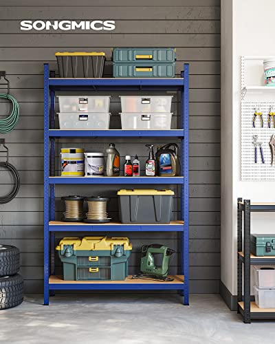 5-Tier Shelving Unit, Steel Shelving Unit for Storage, Tool-Free Assembly, for Garage, Shed, Load Capacity 875 kg, 60 x 120 x 200 cm, Blue