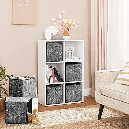 Foldable Storage Boxes, Set of 6 Non-Woven Fabric Storage Cubes, 30 x 30 x 30 cm, Toy Clothes Organiser Bins, Black