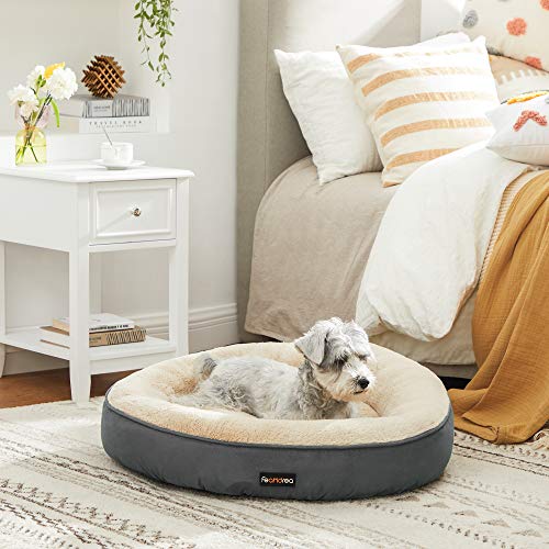 Dog Bed, Doughnut Cat Bed, Round, 60 cm Dia., Dark Grey