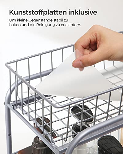 Kitchen Organiser, 2 Pull-Out Drawers for Cabinets, Stackable Drawer Organiser, for Kitchen, Bathroom, Silver