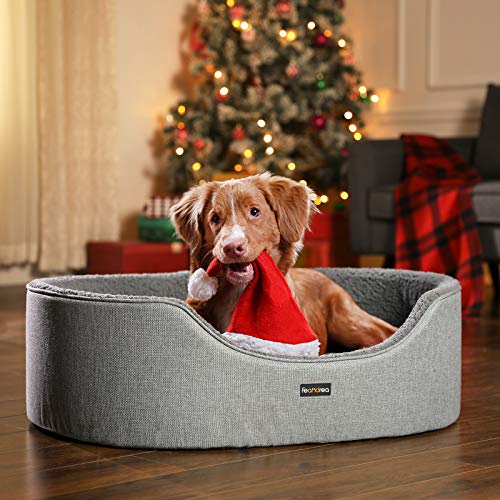 Dog Bed, Pet Bed, Reversible Cushion, 83 x 63 x 27 cm, Grey