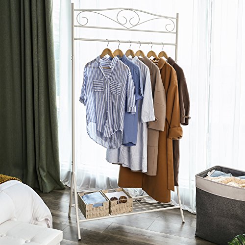 New Garment Coat Rack Clothes Rail Hanger 173 x 90 x 44.5 cm Cream