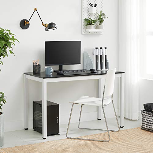 Computer Desk, Writing Table with Large Desktop, Stable Office Desk, Modern Dining Table, Home Office, Easy Assembly, 120 x 60 x 76 cm (L x W x H), Black, White