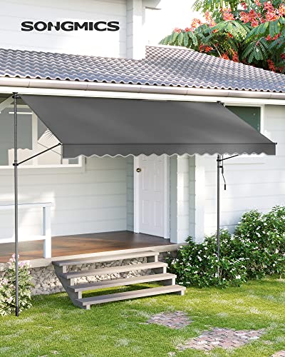 Clamp Awning, 350 x 130 cm, Balcony Awning, Height-Adjustable, with Hand Crank, Sun Protection for Balcony, Patio, Garden, Anthracite