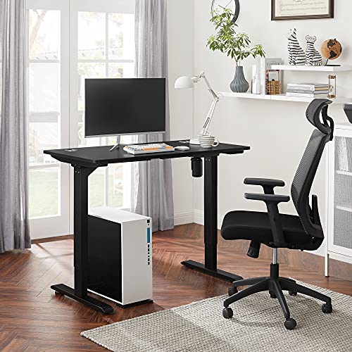 Electric Desk, Height-Adjustable, Desk Stand, Table Frame with Motor, 120 x 60 x (73-114) cm, Steel, Black