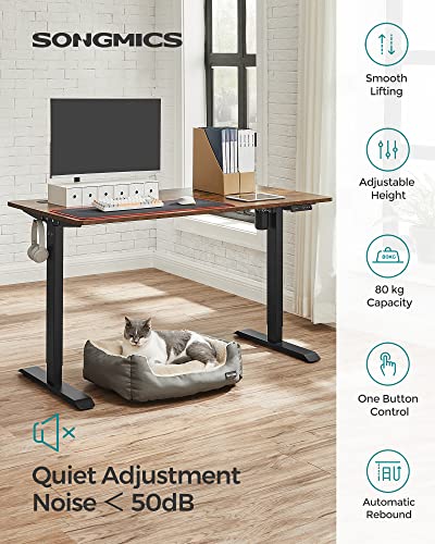 Height-adjustable electric desk, table frame, desk stand, without table top, with hook, infinitely adjustable, memory function, steel, black