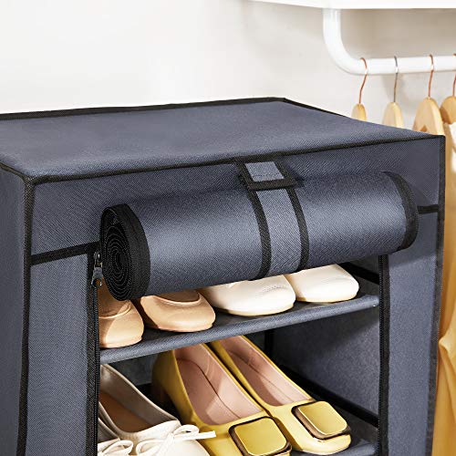 7-Tier Shoe Rack, Shoe Storage Cabinet with Non-Woven Fabric Cover, Shoe Storage Organiser, Dustproof, for Heels, Sneakers, Boots, Easy Assembly, 46 x 28 x 126 cm, Grey