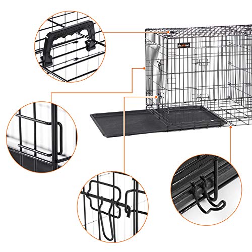 Dog Cage, Dog Crate with 2 Doors, 107 x 70 x 77.5 cm, Black