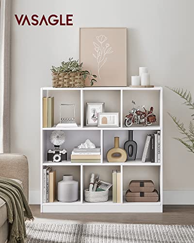 Bookshelf, Wooden Bookcase with Open Cubbies, Free Standing Storage Unit for Living Room, Bedroom, Children’s Room, 97.5 x 30 x 100 cm, White