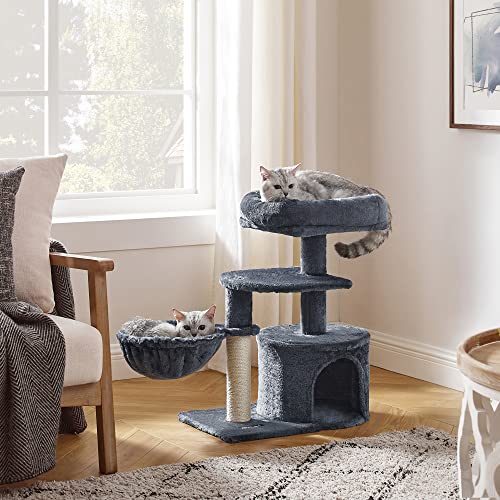 Cat Tree, Small Cat Tower, Kitten Scratching Post, Smoky Grey