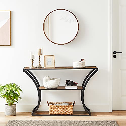 Console Table, Hallway Table, Curved Legs, Extended Table Top, for Living Room, Hallway, Bedroom, Vintage Brown/Black