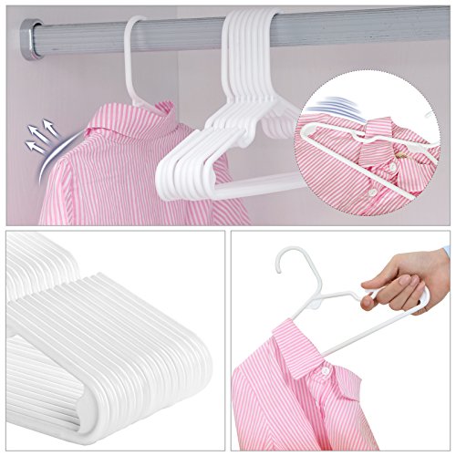 30 Pack Plastic Nursery Hangers, Baby/Kids Hangers, Space Saving, With Widened Grooves and Reinforced Corners, Nice size for a baby’s wardrobe/closet/cupboard, 29.5 cm, White