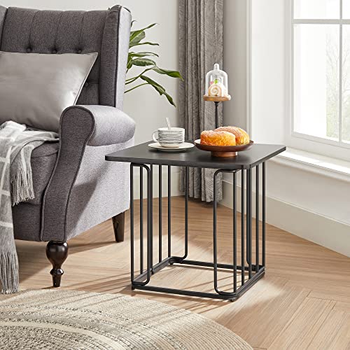 Side Table, Coffee Table, Set of 2, Living Room Table, Sofa Table, Steel Frame, Table Top as Tray, for Small Spaces, Black