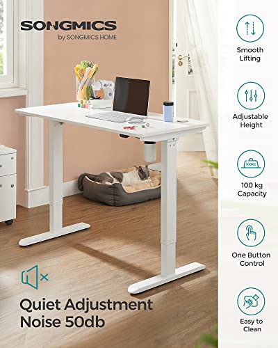 Electric Desk, Height-Adjustable, Desk Stand, Table Frame with Motor, 120 x 60 x (73-114), Steel, White