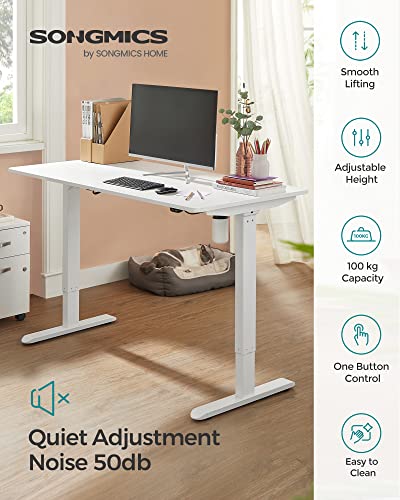 Electric Desk, Height-Adjustable, Desk Stand, Table Frame with Motor, 140 x 70 x (73-114) cm, Steel, White