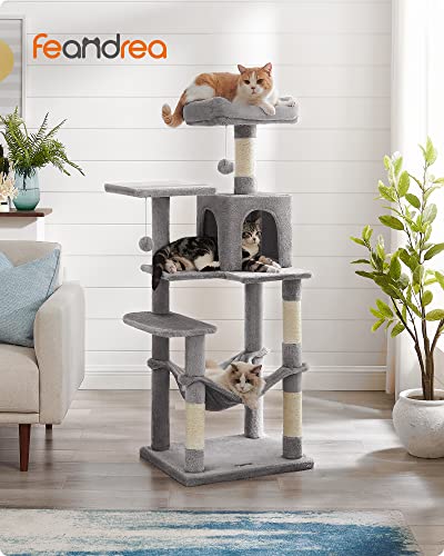 Cat Tree, Cat Condo with Hammock, 143 cm, Light Grey