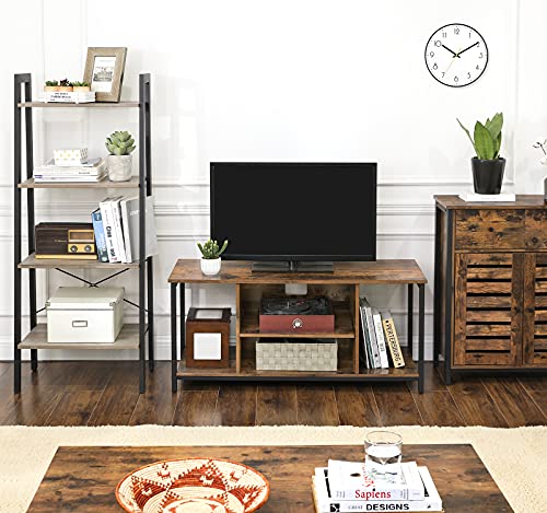 TV Stand for TV up to 50 Inches, TV Cabinet with Open Shelves, TV Console for Living Room, Entertainment Room, Rustic Brown and Black