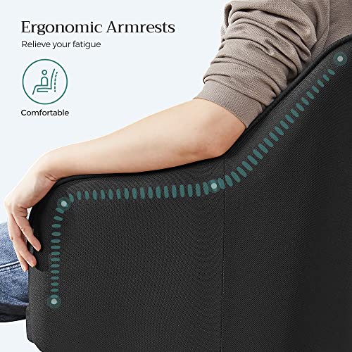 Office Chair, Comfortable Desk Chair, Height-Adjustable Computer Chair, 120 kg, Steel Frame, Faux Linen, Breathable, Home Office, Office, Black