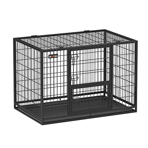 Heavy Duty Dog Crate Box Pet Crate 42 x 27.5 x 29.5 Inch for Large and Medium Dogs Safe 2 Removable Doors Easy Clean Puppy Run XL Black