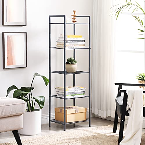 Bathroom Shelf Metal Kitchen Shelf 5 Tier Bathroom Shelf Standing Shelf Plant Shelf Expandable Adjustable Shelves Industrial Design for Bathroom Kitchen Black