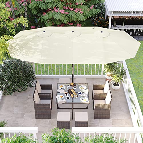 Double Parasol 460 x 270 cm, Extra Large Parasol, Garden Umbrella, UV Protection up to UPF 50+, Patio Umbrella, with Crank, Market, Garden, Balcony, Outdoor, without Stand, Beige