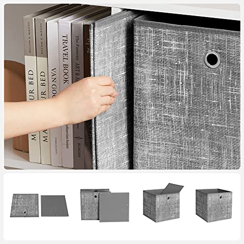 Foldable Storage Boxes, Set of 6 Non-Woven Fabric Storage Cubes, 30 x 30 x 30 cm, Toy Clothes Organiser Bins, Grey