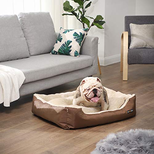 Dog Bed, Dog Sofa, Reversible Cushion, 80 x 65 x 20 cm, Brown