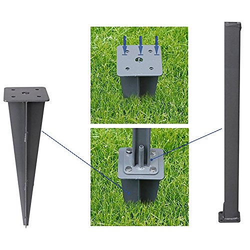 Metal Post Anchor Grey Sprayed Ground Anchor Drive-in Anchor 46 X 11.5 X 11.5 cm