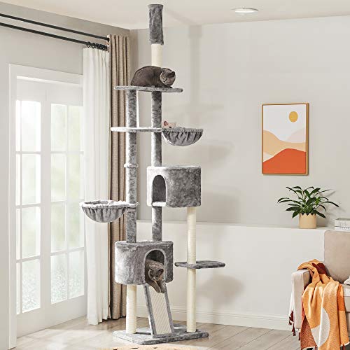 Floor-to-Ceiling Cat Tree, 2.4-2.6 m, Cat Tower, Light Grey