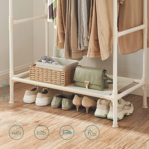 Metal Coat Rack with 2 Clothes Rails and 1 Shelf, Holds up to 70 kg, Easy to Assemble, White