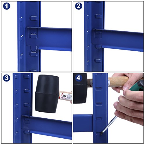 5-Tier Shelving Unit, Steel Shelving Unit for Storage, Tool-Free Assembly, for Garage, Shed, Load Capacity 650 kg, 30 x 75 x 150 cm, Blue