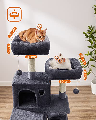 Large Cat Scratching Post M Cat Scratching Post 168 cm High Cat Tree with 13 Scratching Posts 1 Scratching Ramp 2 Platforms 2 Caves Basket Hammock Pompoms for Large Cats Smoke Grey