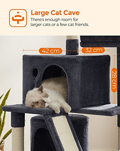 Cat Scratching Post with 2 Caves 155 cm Smoke Grey