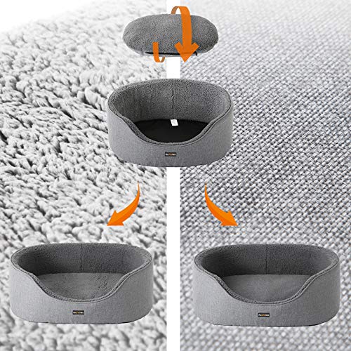 Dog Bed, Pet Bed, Reversible Cushion, 83 x 63 x 27 cm, Grey