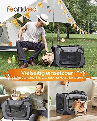 Dog Carrier, Folding Fabric Pet Carrier, 60 x 42 x 42 cm, Grey