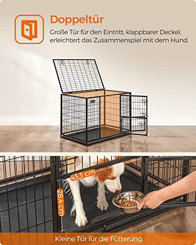 Heavy Duty Dog Crate Box Pet Crate 42 x 27.5 x 29.5 Inch for Large and Medium Dogs Safe 2 Removable Doors Easy Clean Puppy Run XL Black